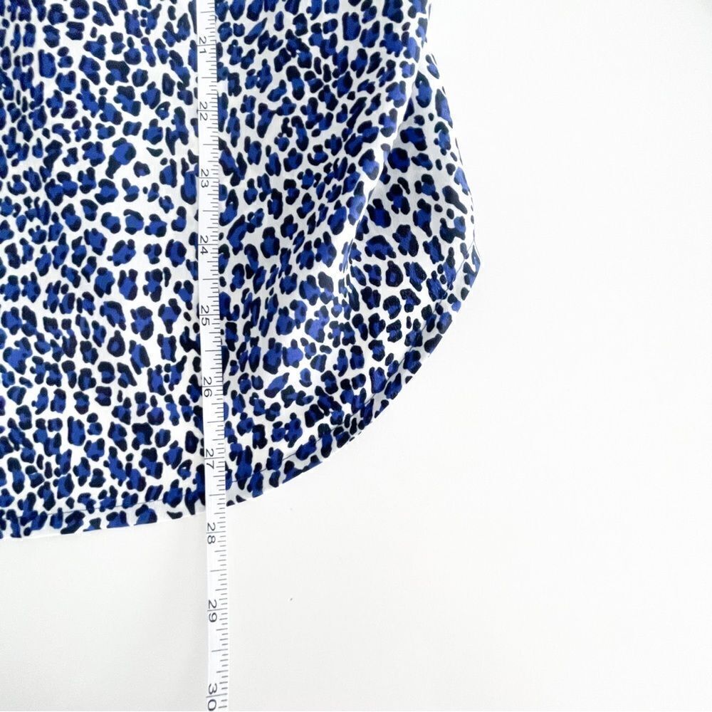 Juicy Couture Blouse Blue Black Leopard Women's M Button Up Long Sleeve Top - Picture 8 of 9